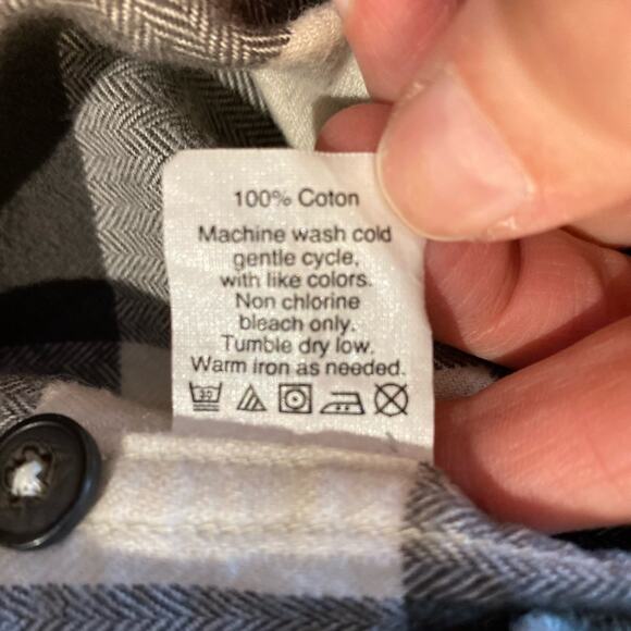 J Crew Mens XL Gray Buffalo Plaid Herringbone Flannel texture Long Sleeve Shirt - Picture 5 of 5